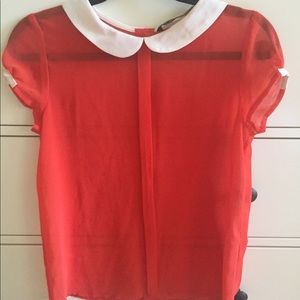 Zara Red Blouse with white collar